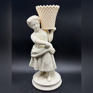 Belleek Ireland Porcelain Girl Basket Carrier Figurine Figure Figural